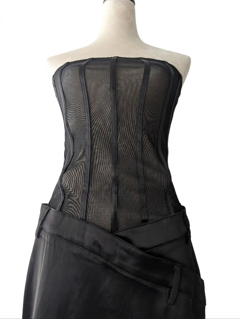 Strapless Black Mesh Corset Bandeau